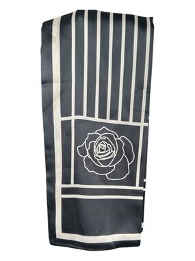 UNBRANDED Striped Black and Silver Rose Print Twilly/Scarf/Bandeau
